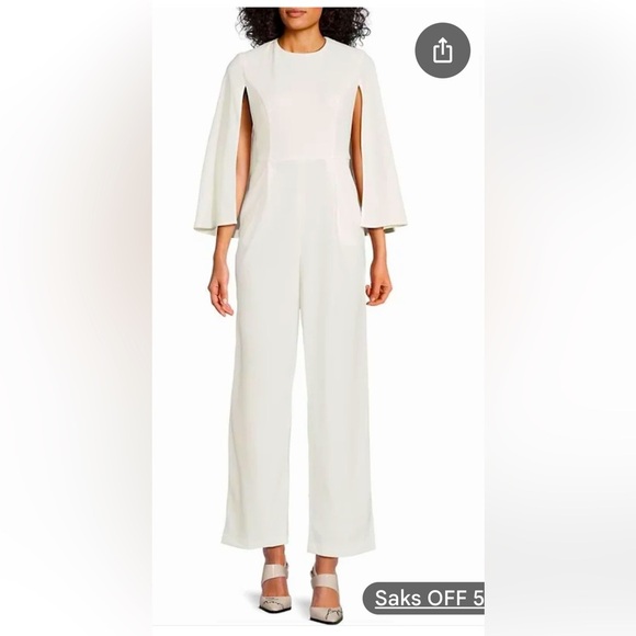Calvin Klein Women's White Pleated Waist Jumpsuit NWT Flawed Gem! Size 8 - Picture 1 of 9